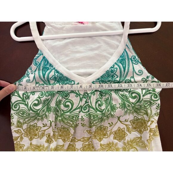 Athleta White Paisley Print Colorful Racerback Athletic Tank Size Small Tall - Picture 8 of 10